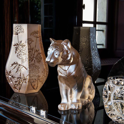 Ombelles Vase Gold Luster Crystal Lalique