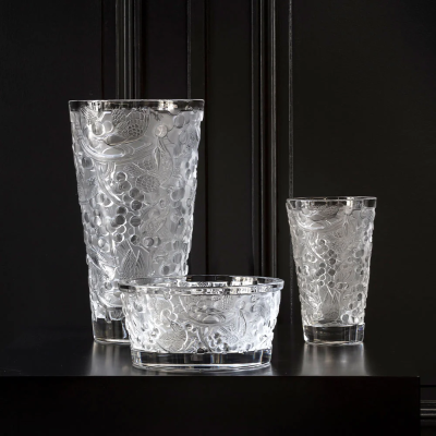 Merles Et Raisins Vase Clear Crystal Lalique