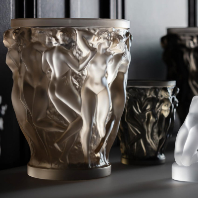 Bacchantes Small Vase Black Crystal Lalique
