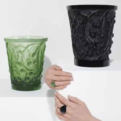 Mūres Medium Vase Green Crystal Lalique